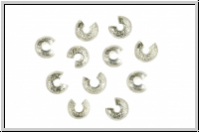 Kaschierperlen, "Crimp Cover", 3mm, diamantiert, silberfb., Metall, 10 Stk.